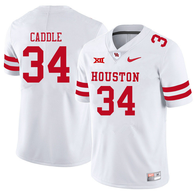 Men-Youth #34 Dylan Caddle Houston Cougars College Big 12 Conference Football Jerseys Sale-White